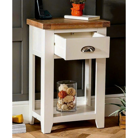 TT-TEL-WH : Tủ 1 Ngăn Kéo ( Màu Trắng + Vàng Gỗ )